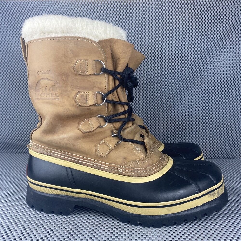 Sorel Caribou Boots Mens 12 Brown Leather Waterproof Snow Winter Outdoors